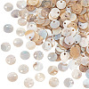 200Pcs Natural Akoya Shell Flat Round Charms BSHE-AR0001-06-1