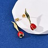 Brass Enamel Stud Earrings EJEW-F390-02G-01-3