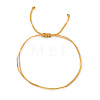 Adjustable Brass Curved Tube Woven Cord Braided Bead Bracelets WG4426-6-1