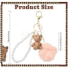 ABS Plastic Imitation Pearl & Plastic Bear Keychains KEYC-YW00296-2