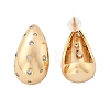 Teardrop Brass Micro Pave Clear Cubic Zirconia Stud Earrings EJEW-K286-07G-01-4