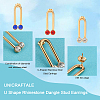 6Pcs 3 Color U Shape Rhinestone Dangle Stud Earrings for Girl Women STAS-UN0030-18-4