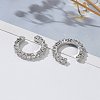 Brass Micro Pave Clear Cubic Zirconia Cuff Earrings X-EJEW-I249-14P-1