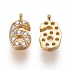 Brass Micro Pave Clear Cubic Zirconia Charms ZIRC-L075-60A-06G-1