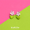 Brass Enamel Stud Earrings WG69E6D-01-4