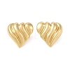 Texture Heart 304 Stainless Steel Stud Earrings for Women EJEW-K278-31G-1