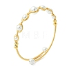 Herringbone Wire-Wrapped Shell Pearl Brass Cuff Bangles BJEW-JB14036-3