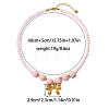 Summer Beach 304 Stainless Steel Pendant Plastic Round Beaded Necklaces for Women WGF027E-02-2