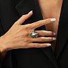 Irregular Alloy & Acrylic Finger Rings WGF25BE-08-1