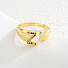 Brass Micro Pave Colorful Cubic Zirconia Cuff Open Rings FS-WG163C1-26-1