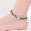 Synthetic Hematite Column & Cone Beaded Stretch Adjustable Magnetic Therapy Anklets with Luminous Beads FS-WGCFE2C-01-4