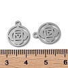 Non-Tarnish Chakra 304 Stainless Steel Charms STAS-F300-04P-3