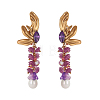 Flower Brass Stud Earrings STAS-OY015-39G-1