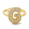 Rack Plating Letter Brass Micro Pave Clear Cubic Zirconia Adjustable Rings for Women KK-S391-03G-G-1