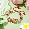 Flower Glass & Acrylic Braided Bead Adjustable Bracelets for Women BJEW-JB10446-03-2