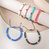 6Pcs Bohemian Style Polymer Clay Disc Beads Braided Bead Bracelets for Women FS-WG52209-01-2