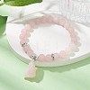 Natural Rose Quartz & Synthetic Hematite Beaded Stretch Bracelet BJEW-JB09760-03-2