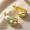 Elegant Teardrop with Flower Pattern Alloy Stud Earrings HV4164-3-4