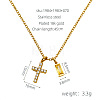 304 Stainless Steel Pave Cubic Zirconia November Birth Stone Religion Cross and Rectangle Pendant Necklaces WG51992-05-2
