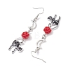 Alloy Enamel Cat Dangle Earrings EJEW-JE05846-4