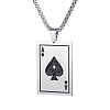 304 Stainless Steel Enamel Black Ace of Spades Playing Card Pendant Necklaces WG24A40-01-2