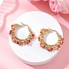 3 Pairs Brass Natural Gemstone Hoop Earrings EJEW-TA00782-6