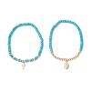 2Pcs Synthetic Turquoise Beads Stretch Bracelets BJEW-JB13415-03-2