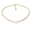 Natural White Shell Letter Faceted Glass Beaded Necklaces with 304 Stainless Steel End Chains SS7282-7-1
