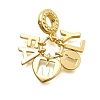 Brass Clear Cubic Zirconia Word FAMILY Heart European Dangle Charms KK-C087-14G-1