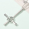 Upside Down Cross & Star Alloy Pendant Pendant Twisted Chain Necklaces for Women NJEW-NH0001-03P-3