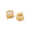 Brass Pave Clear Cubic Zirconia Flat Round Connector Charms KK-H515-02A-G-2