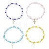 304 Stainless Steel Tiny Cross Charms Bracelets BJEW-JB13462-5
