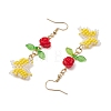 Glass Seed Beads Butterfly Dangle Earrings EJEW-MZ00347-03-4