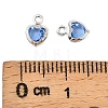 Heart Brass Glass Charms KK-S385-01S-10-3