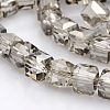 Half Plated Clear Glass Faceted Cube Beads Strands GLAA-A031-6mm-HP03-1