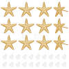 BENECREAT 6 Pairs Rack Plating Brass Starfish Stud Earrings KK-BC0013-51-1