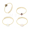 Natural Gemstone & Freshwater Pearl Beaded Copper French Wired Cuff Bangles for Women BJEW-JB13983-2