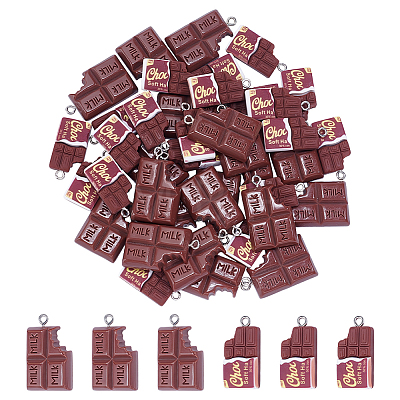40Pcs 2 Styles Resin Pendants RESI-ME0001-48-1