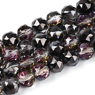 Electroplate Transparent Glass Round Beads Strands EGLA-T029-8mm-12T-02-1
