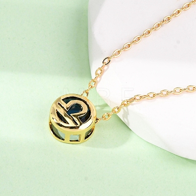Brass Pave Cubic Zirconia Birth Stone Constellation Pendant Cable Chain Necklaces NJEW-D334-01G-10-1