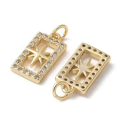 Brass Micro Pave Clear Cubic Zirconia Pendants KK-Q031-32G-02-1