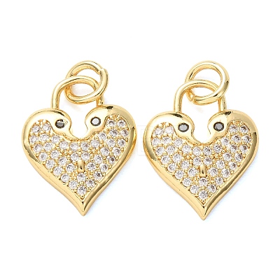 Valentine's Day Brass Micro Pave Clear Cubic Zirconia Pendants CU-E003-17G-F-1