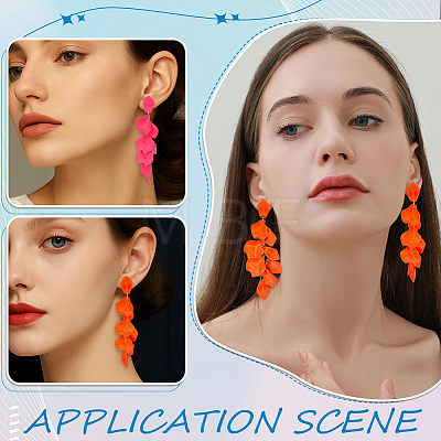 2 Pairs 2 Colors Alloy Acrylic Dangle Stud Earrings EJEW-AR0001-14-1