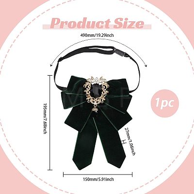 Polyester Bow Tie with Alloy Glass Brooch AJEW-WH0481-784B-1