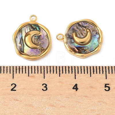 304 Stainless Steel Pave Natural Paua Shell Pendants STAS-F319-02A-G01-1