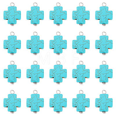 20Pcs Dyed Synthetic Turquoise Pendants PALLOY-TADJ00005-1
