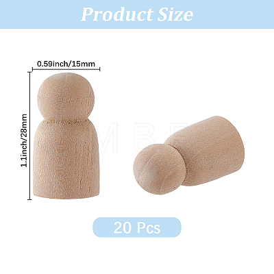 10Pcs Unfinished Wood Puppet WOOD-GF0002-42A-1