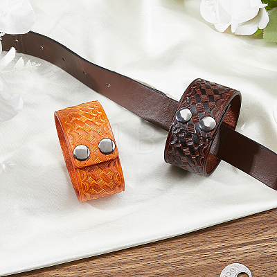 2Pcs 2 Colors Punk Cowhide Cord Bracelets BJEW-FH0001-15-1