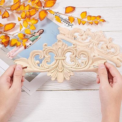 Olycraft Rubber Wood Carved Onlay Applique AJEW-OC0001-51A-1