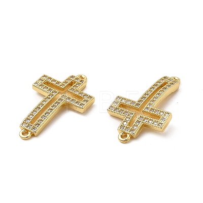 Brass Micro Pave Clear Cubic Zirconia Connector Charms LS-KK-E068-VB326-1